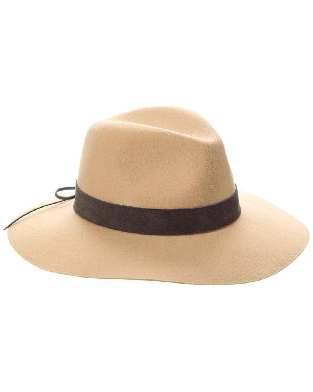 Bruno Magli Wide Brim Leather-Trim Wool Fedora