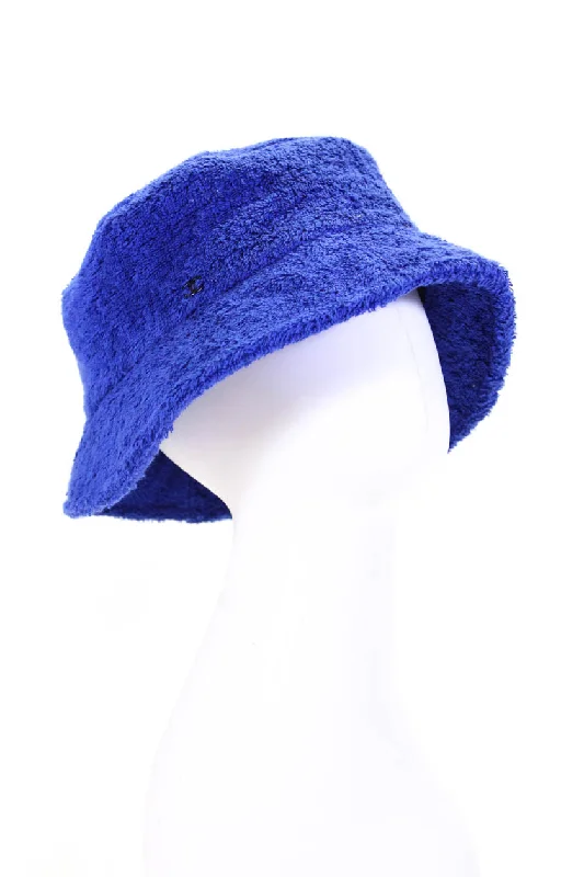 Chanel Womens Solid Blue Cotton Terry Bucket Hat