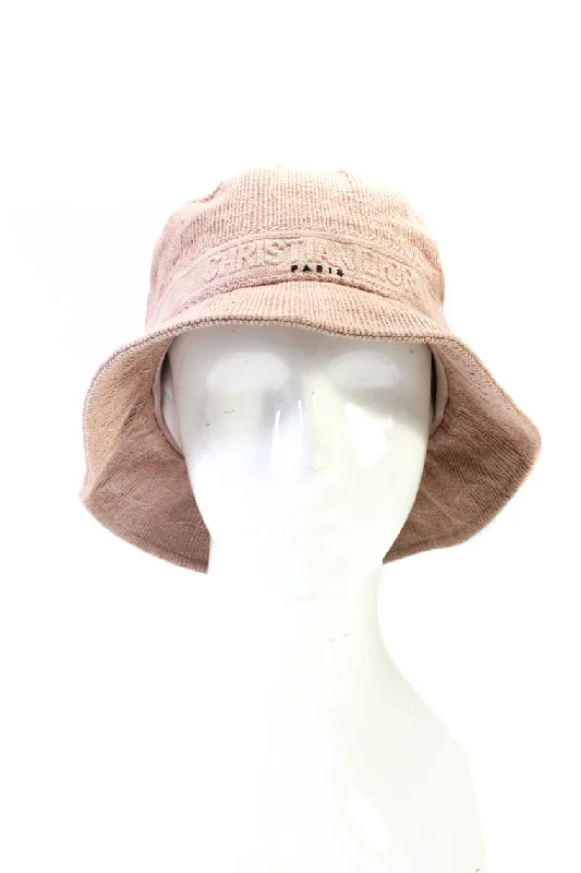 Christian Dior Womens Cotton Logo Trim Bucket Hat Pink