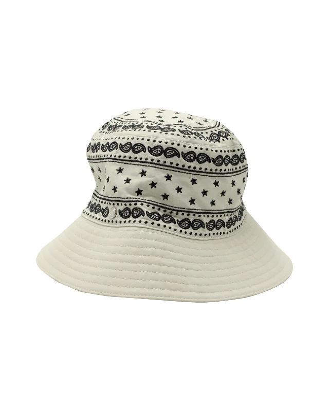 Hermes Bob RIde Bandana Bucket Hat in Cream Polyamide