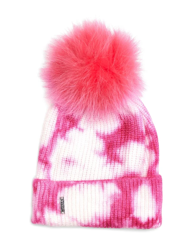 Knit Hat with Fox Pompom