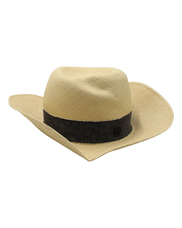 Maison Michel Fedora Hat in Beige Straw