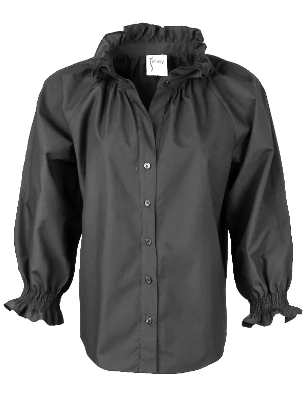 Fiona Black Silky Poplin Shirt