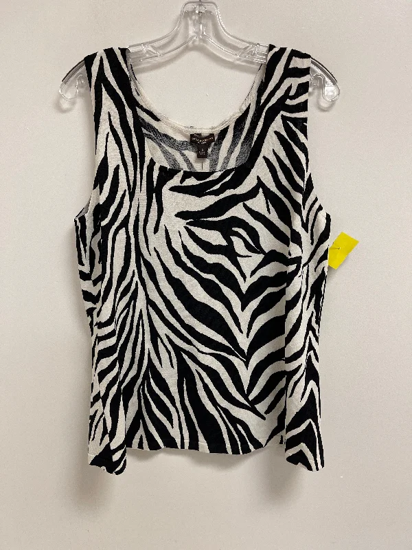 Top Sleeveless By Dana Buchman In Zebra Print, Size: L