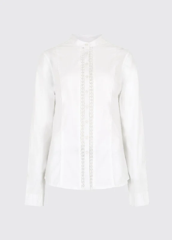 Waterlily Ladies Mandarin Collar Shirt - White