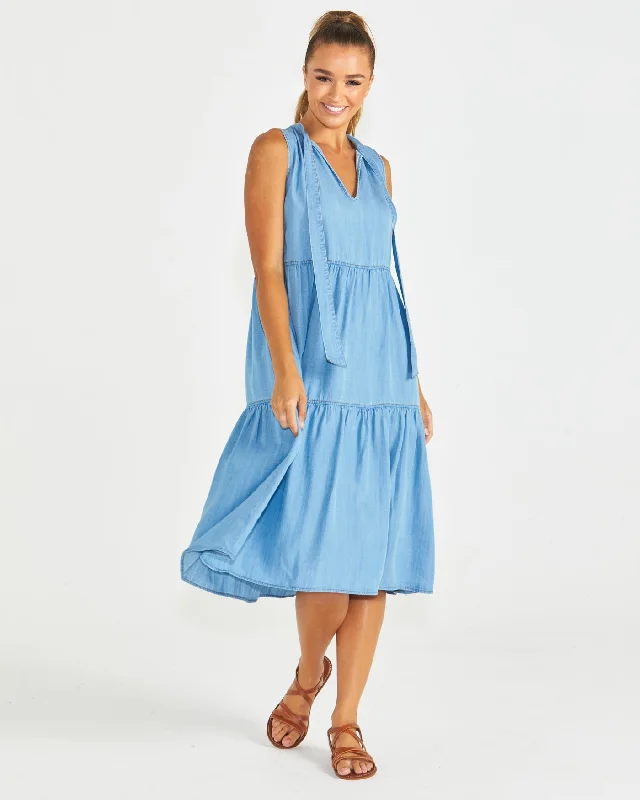 Sass Seville Tiered Dress Chambray