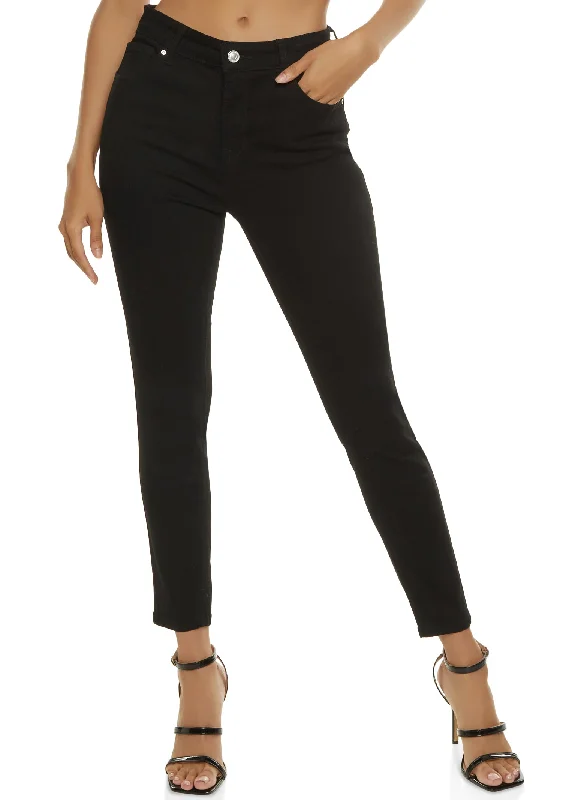 WAX High Rise Solid Cropped Skinny Jeans