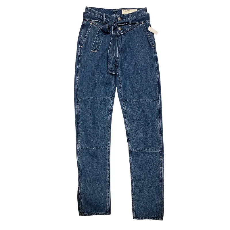 Jeans Straight By Rag & Bones Jeans In Blue Denim, Size: 0