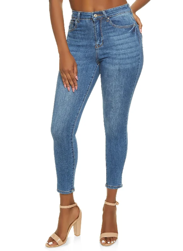 WAX High Rise Solid Cropped Skinny Jeans