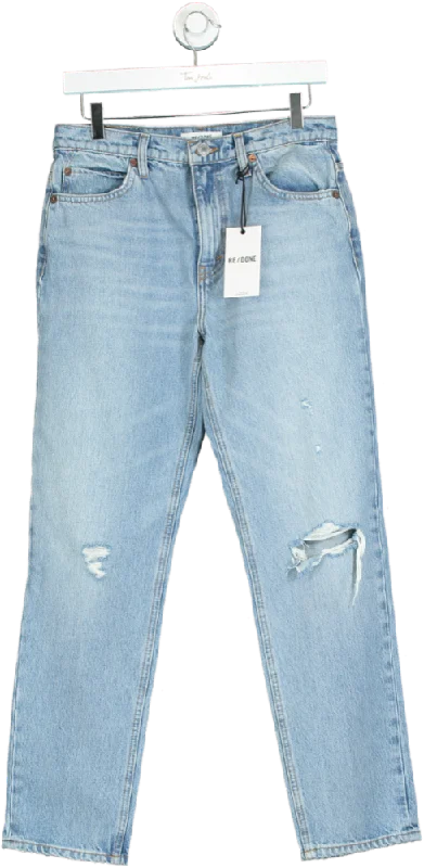 RE/DONE Blue 70s Straight Distressed Jeans W29