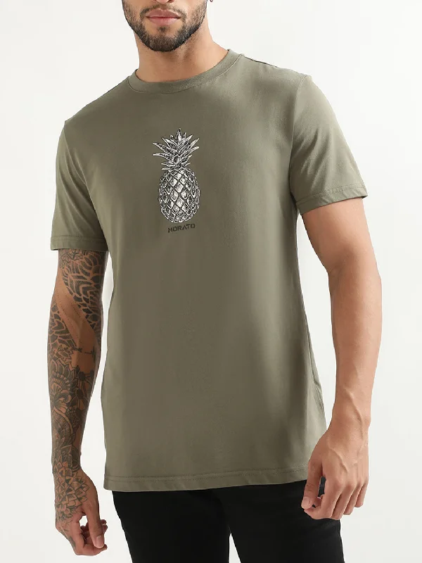 Antony Morato Military Green Printed Slim Fit T-Shirt