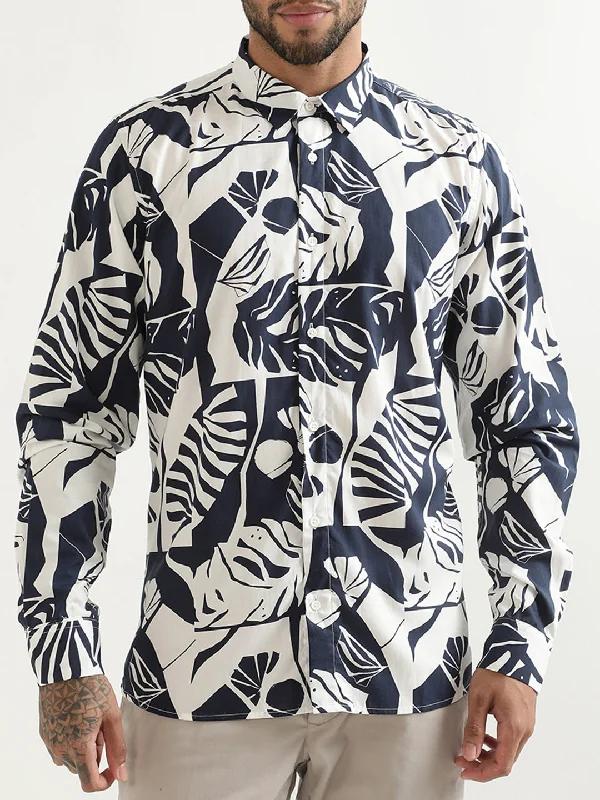 Antony Morato Blue Printed Regular Fit Shirt