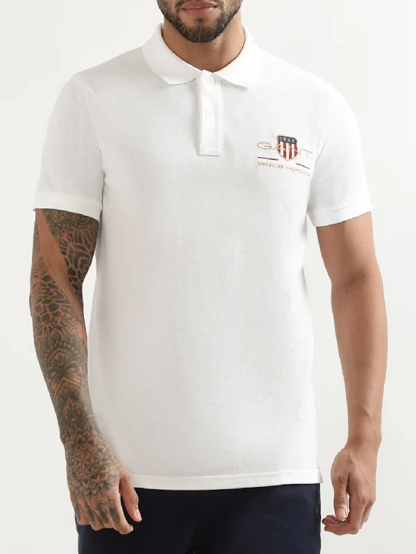 Gant White Logo Regular Fit Polo T-Shirt