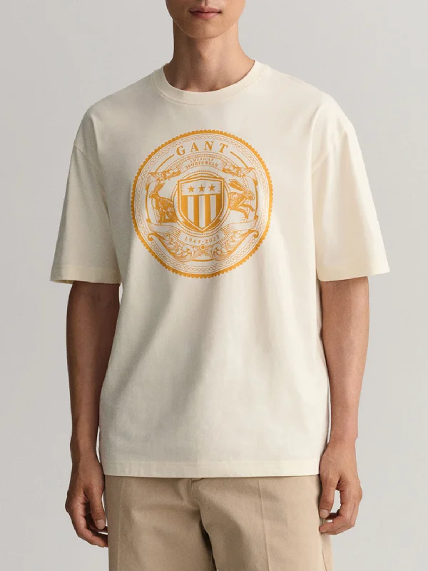 Gant Cream Logo Regular Fit T-Shirt