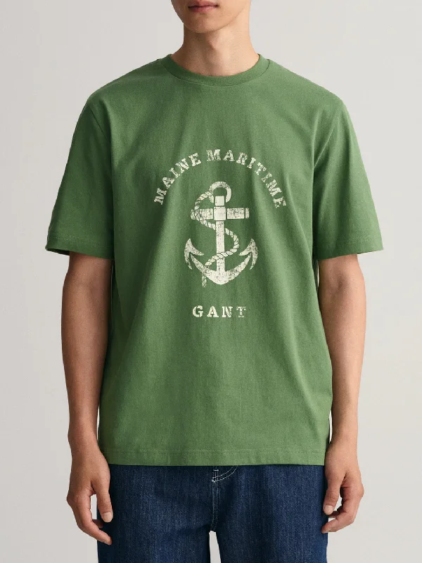 Gant Green Printed Regular Fit T-Shirt