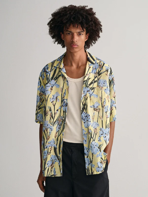 Gant Multi Iris Floral Print Relaxed Fit Linen Shirt