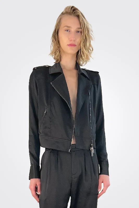 Alice Satin Jacket - Black