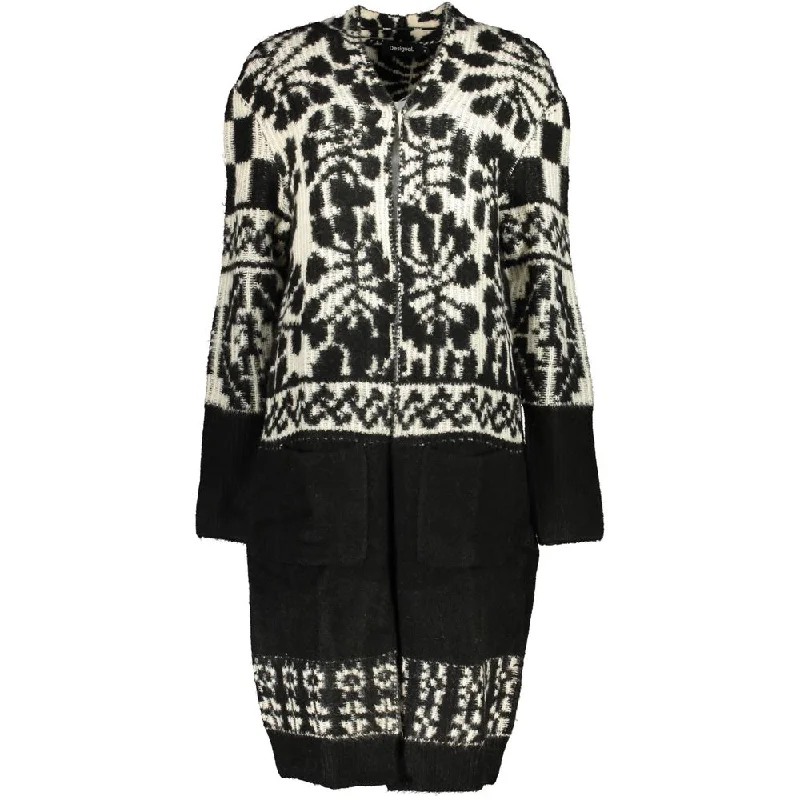 Desigual Chic Long Sleeved Coat with Contrast Women's Details