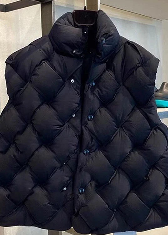 Elegant Black Button Duck Down Winter down vest