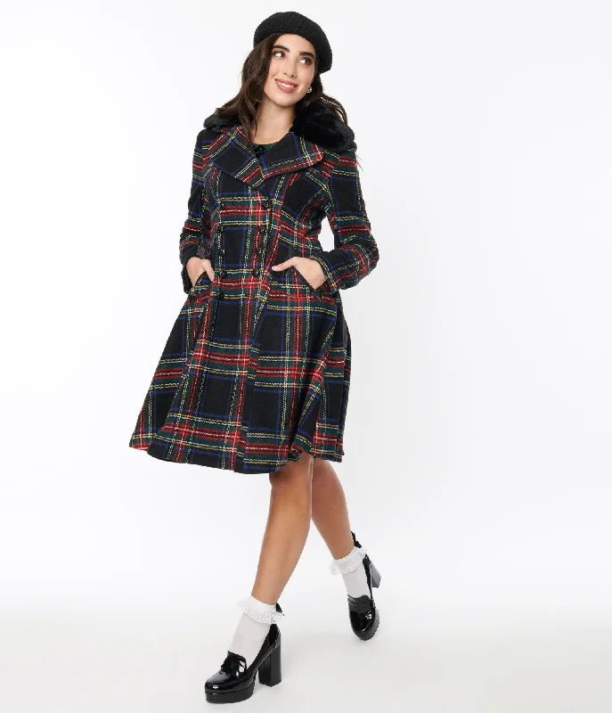 Hell Bunny Black Tartan Forester Coat