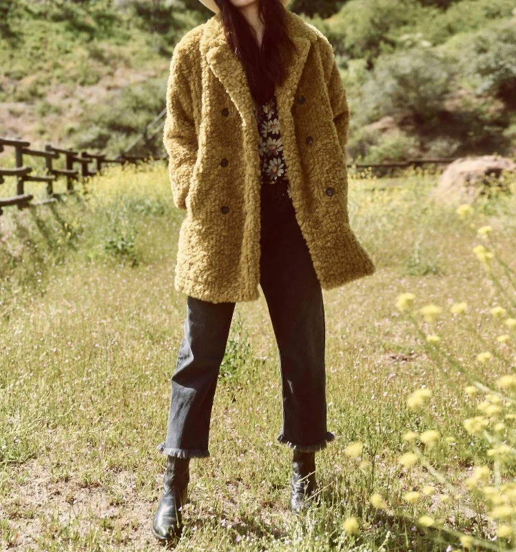 Vintage Plush Coat In Harvest Gold