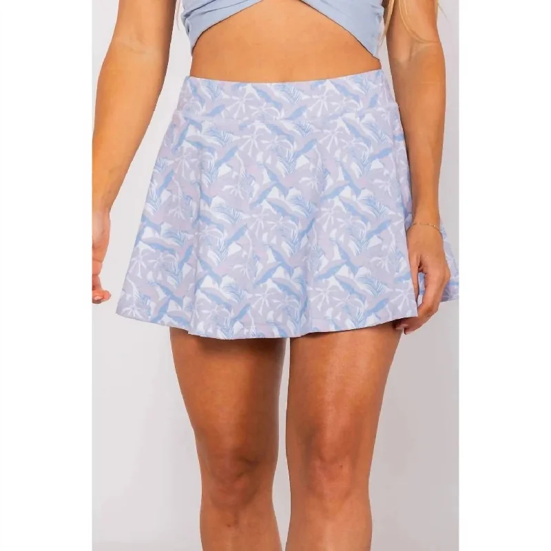 Print Water Skort In Dusty Palms