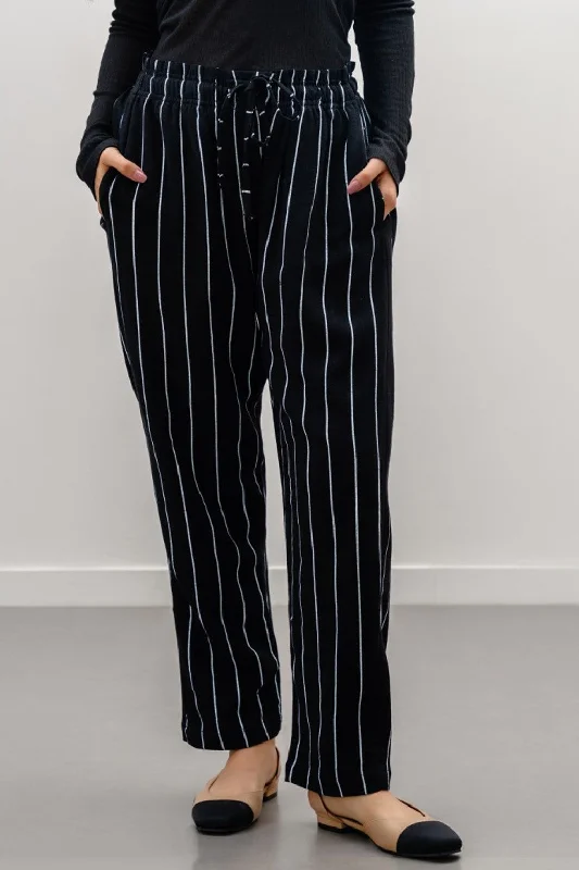 STRIPED PAPER BAG PANTS