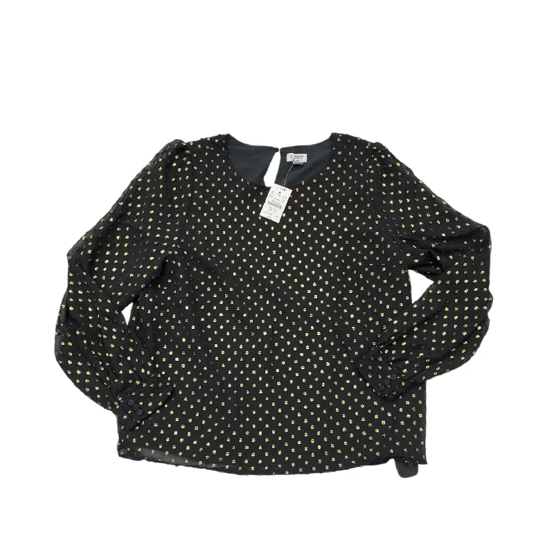 Top Long Sleeve By J. Crew In Black & Gold, Size: M