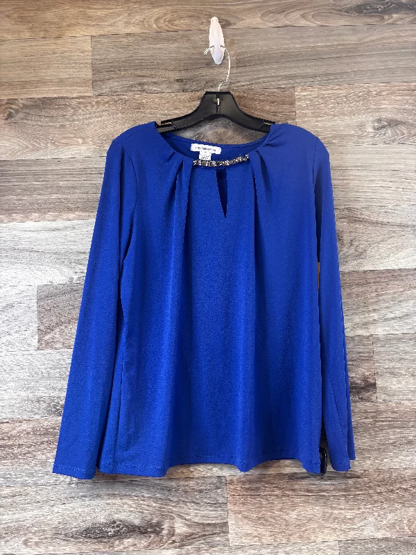 Top Long Sleeve By Liz Claiborne In Blue, Size: L