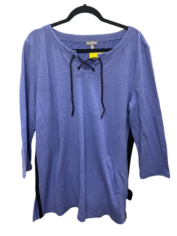 Top Long Sleeve By Talbots In Blue, Size: L