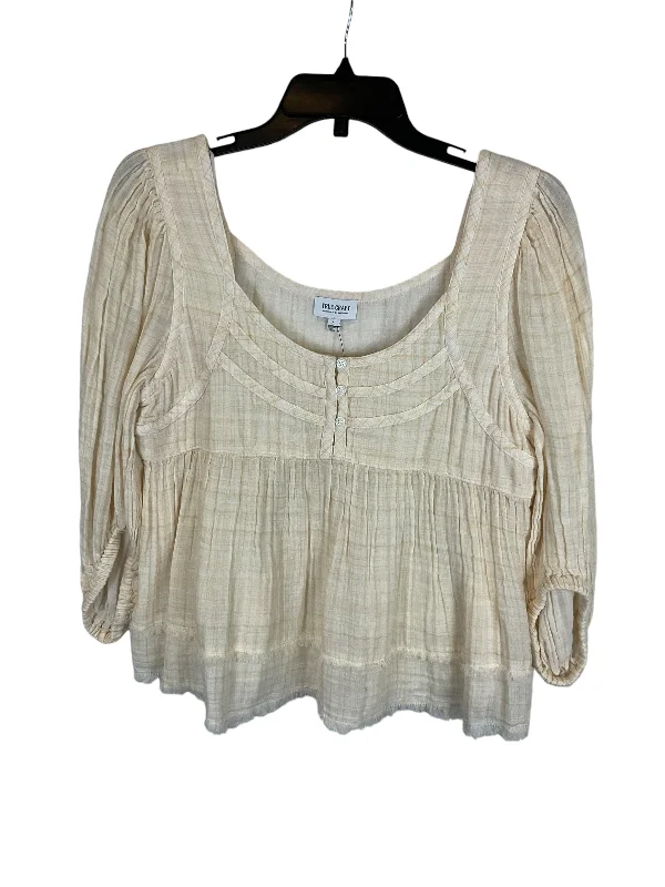 Top Long Sleeve By True Craft In Cream, Size: L