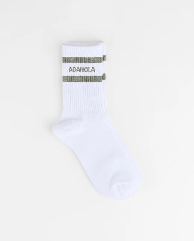 Sports Stripe Socks - Olive Green