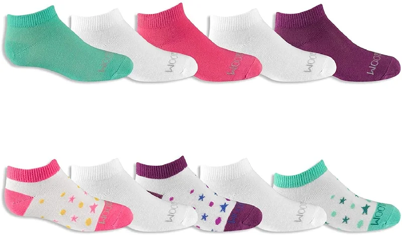 Fruit Of The Loom Girls 10 Pack Low Cut Socks