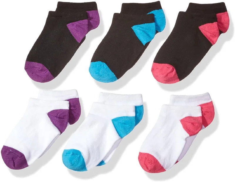 Fruit Of The Loom Girls 6 Pack No Show Socks