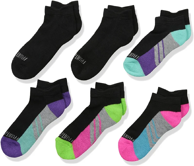 Fruit Of The Loom Girls Everyday Active Cushioned Low Cut Socks 6 Pair